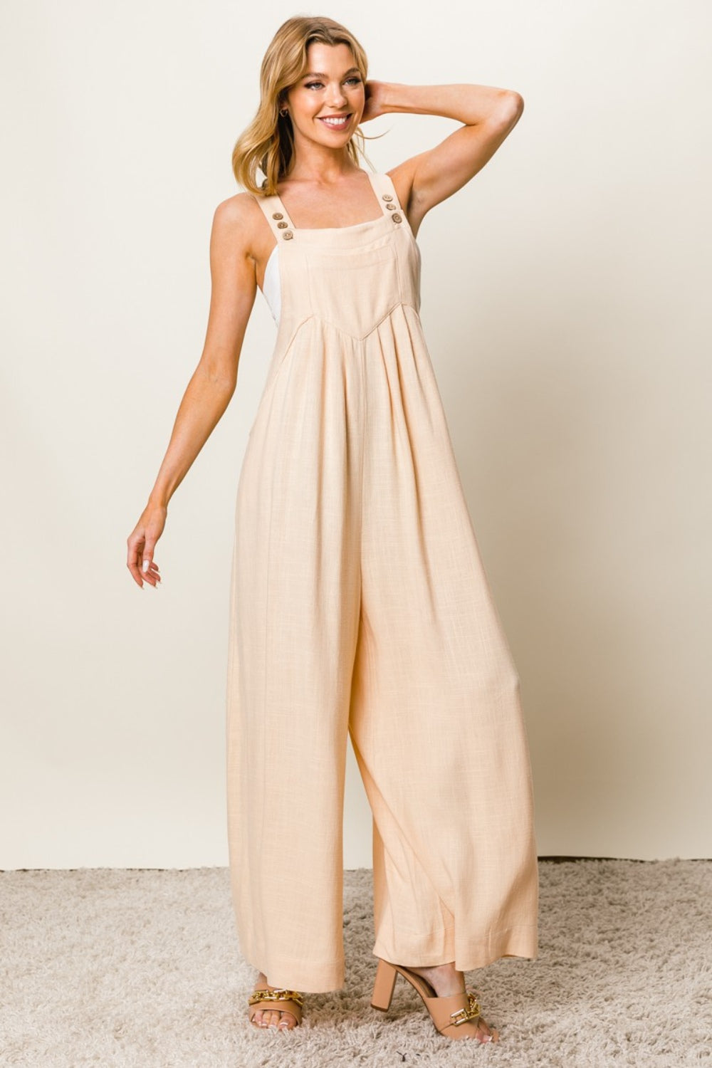 BiBi Sleeveless Wide Leg Jumpsuit