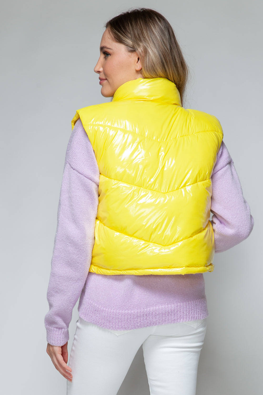 Shiny Yellow Zip Up Turtleneck Vest