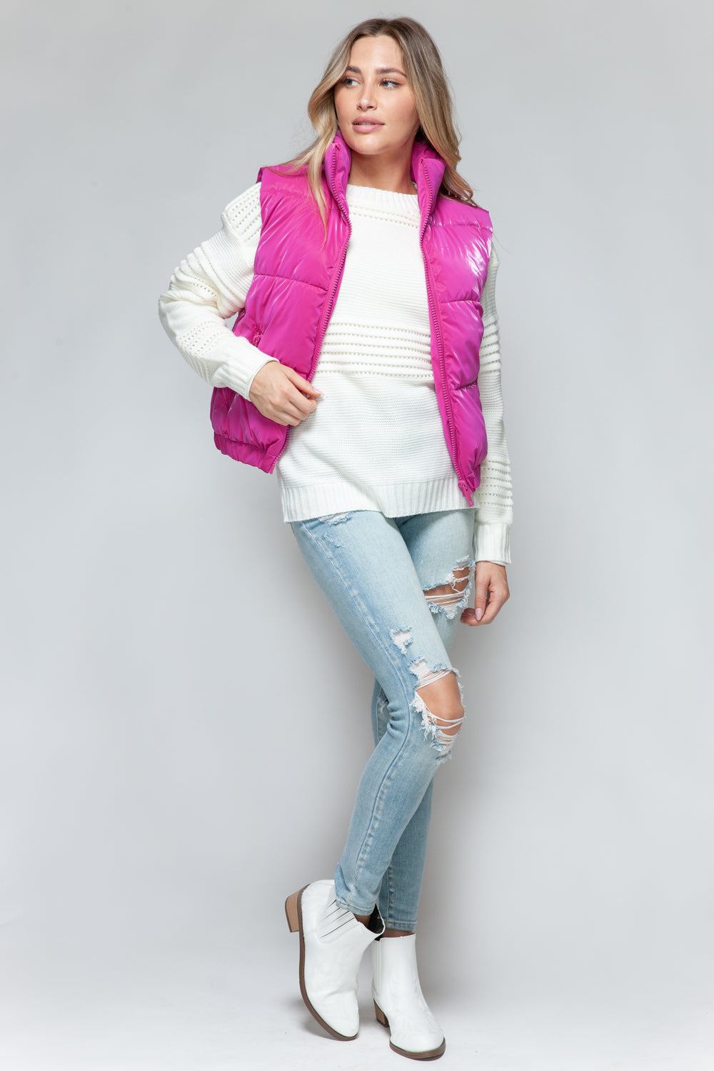 Hot Pink Fine Fur Lining Vest