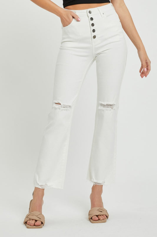 RISEN High Rise Straight Ankle Jeans