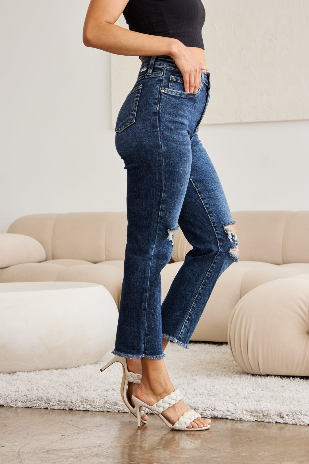 Dylan Tummy Control Distressed Jeans