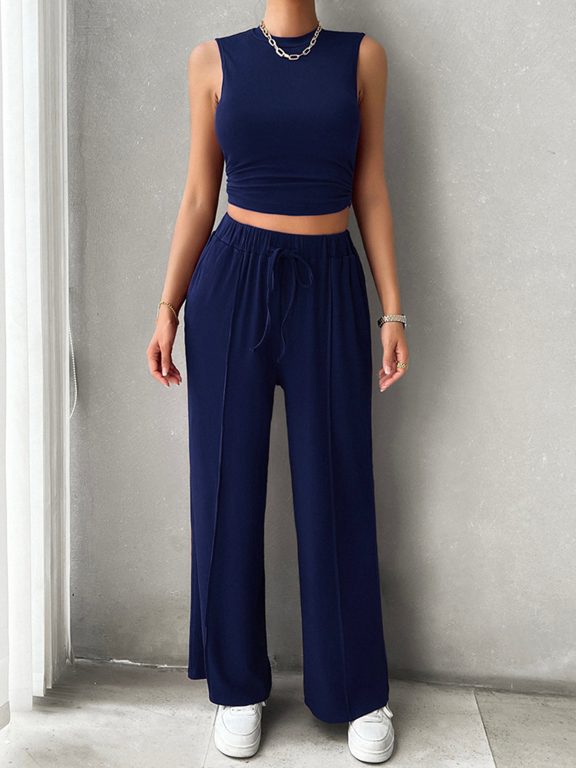 Sleeveless Top and Drawstring Pants Set