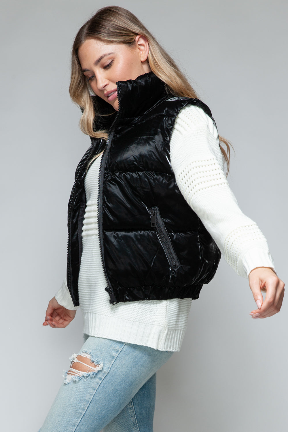 Black Fine Fur Lining Vest