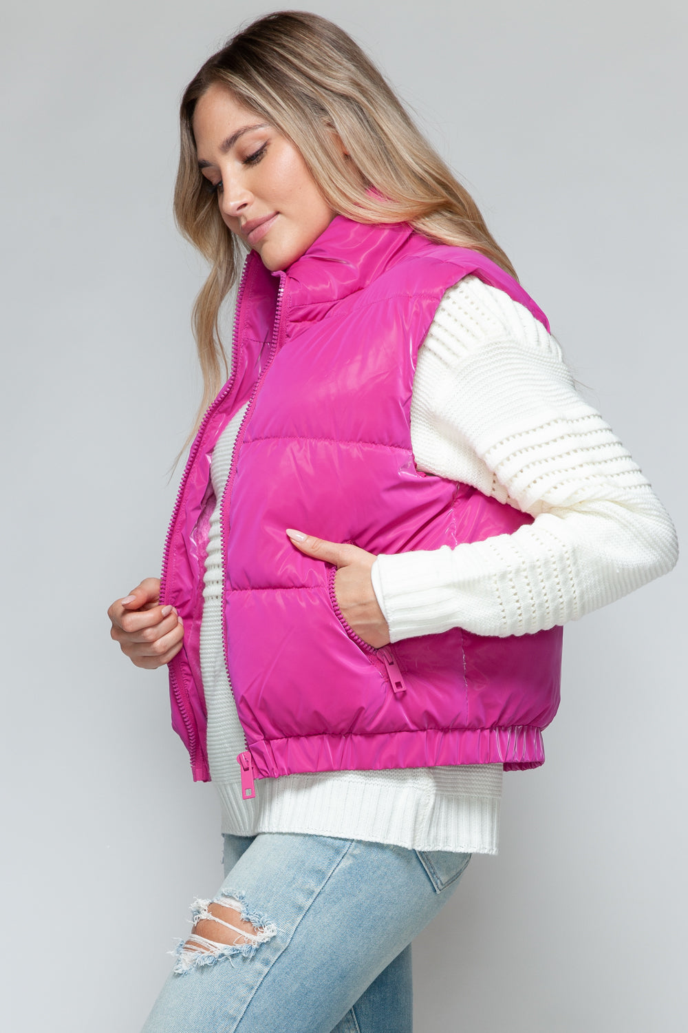 Hot Pink Fine Fur Lining Vest