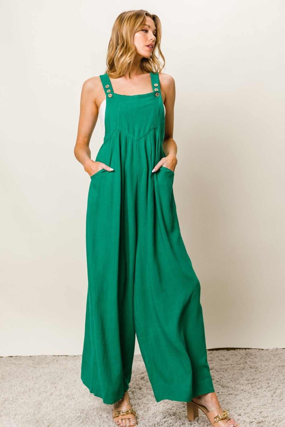 BiBi Sleeveless Wide Leg Jumpsuit