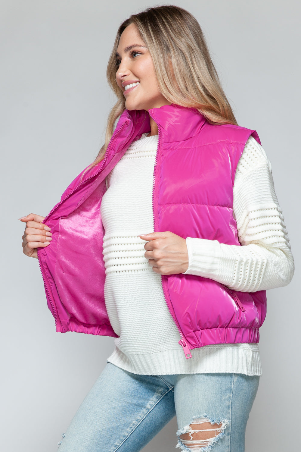 Hot Pink Fine Fur Lining Vest