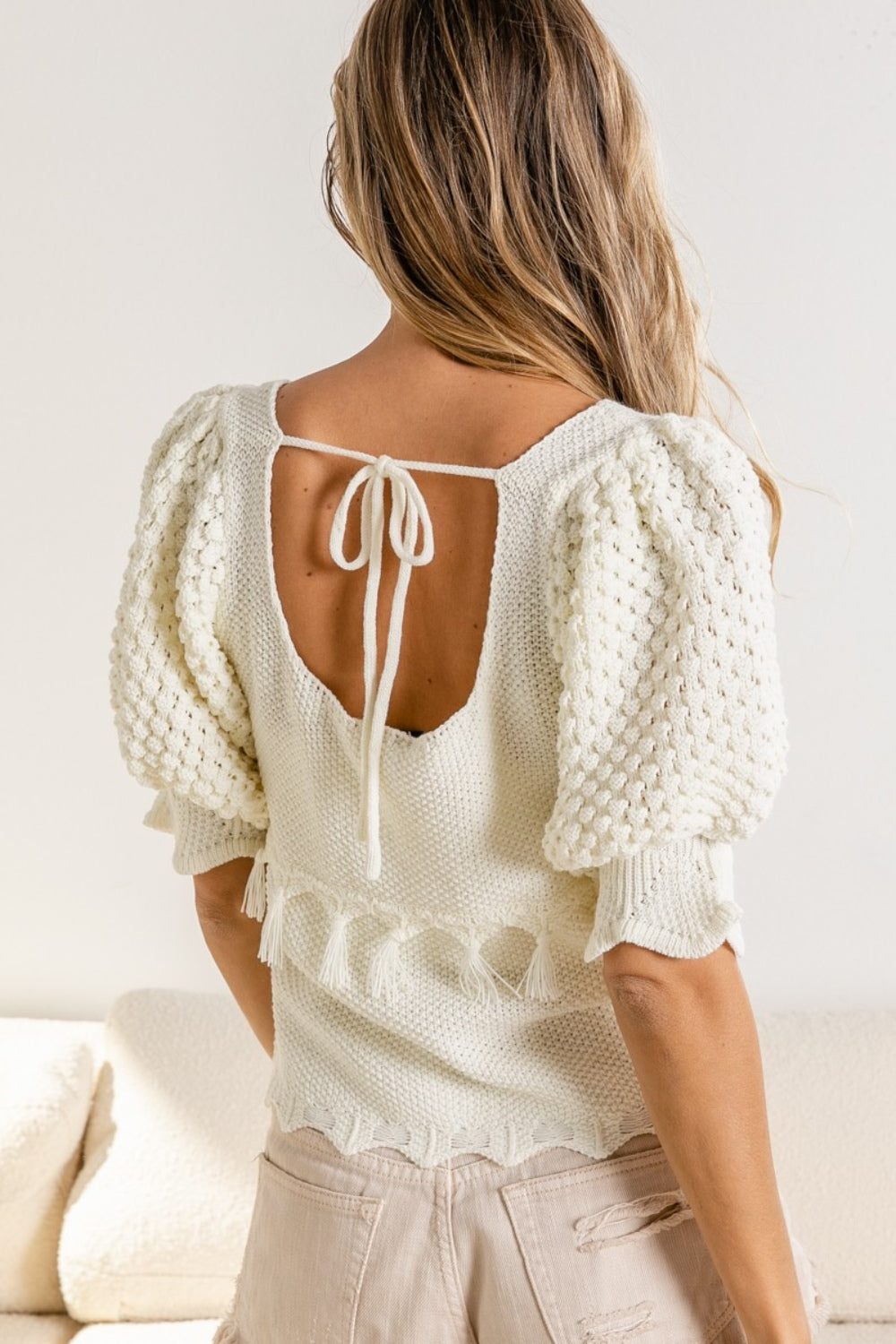 BiBi Tassel Square Neck Sweater