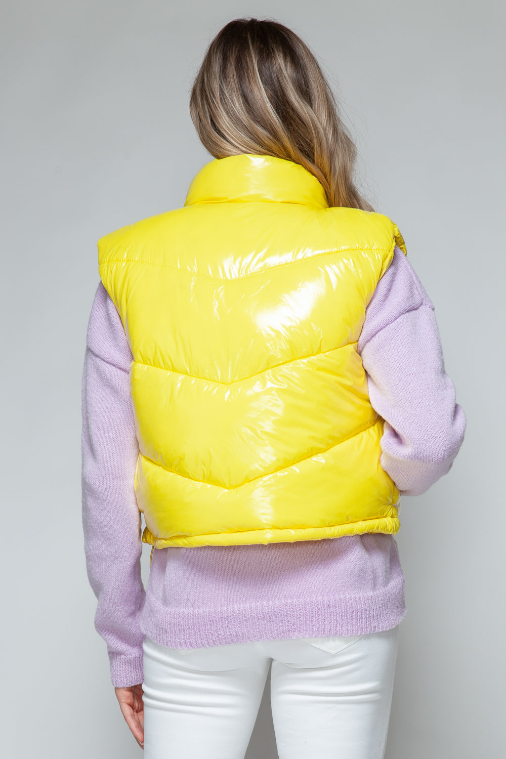 Shiny Yellow Zip Up Turtleneck Vest