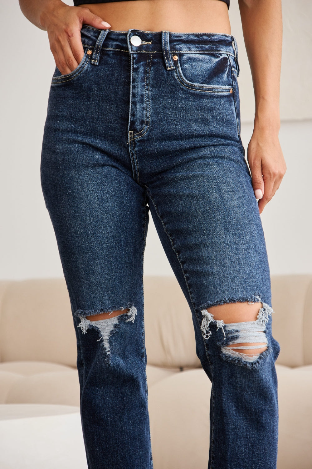 Dylan Tummy Control Distressed Jeans