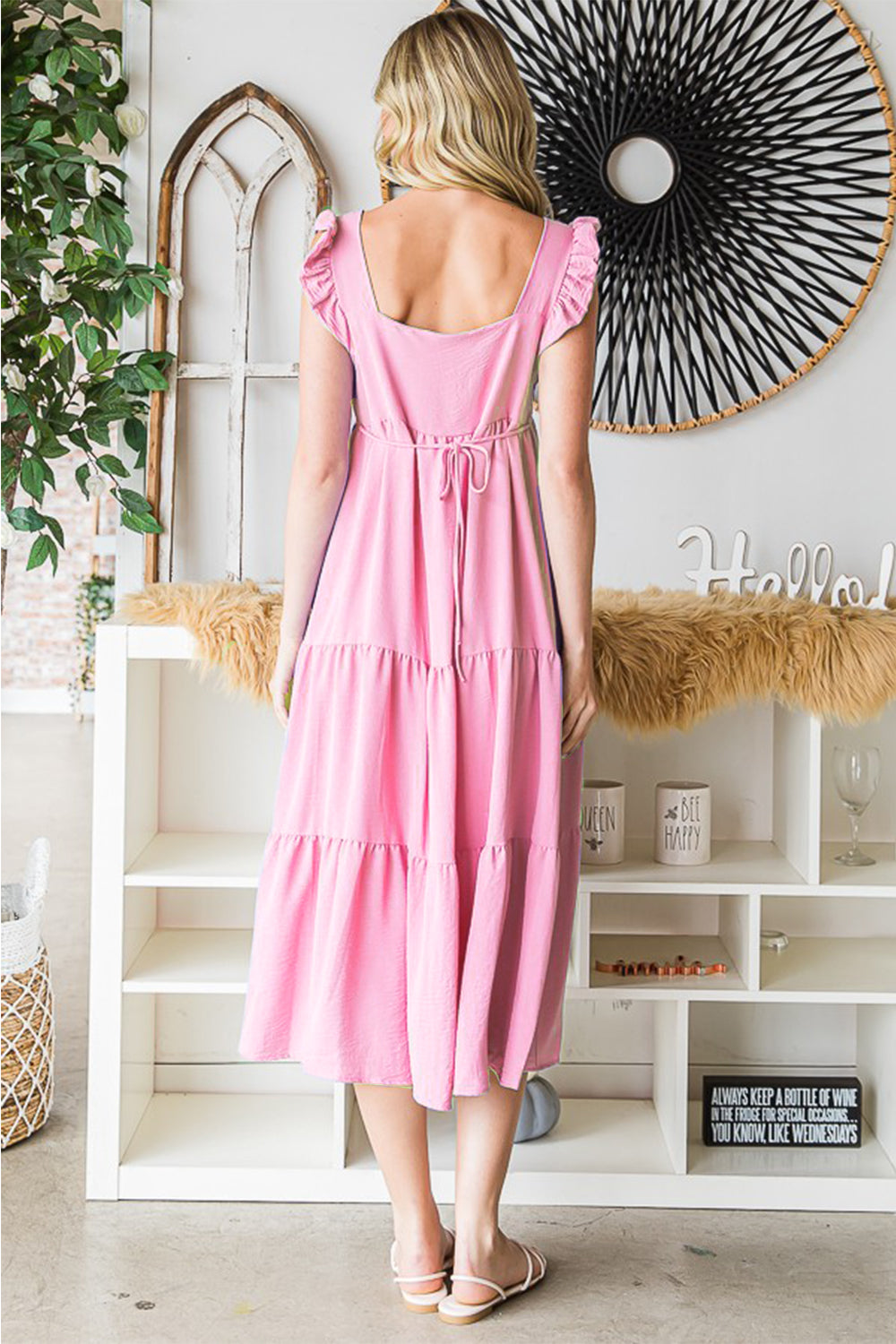 Reborn J Ruffled Tiered Midi Dress