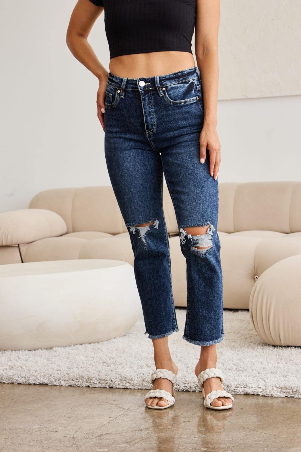 Dylan Tummy Control Distressed Jeans