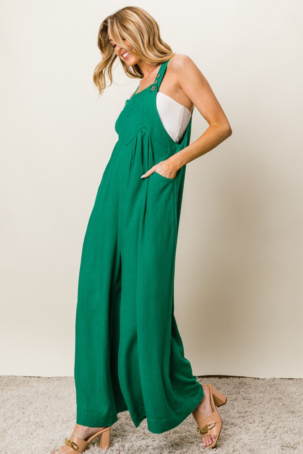 BiBi Sleeveless Wide Leg Jumpsuit