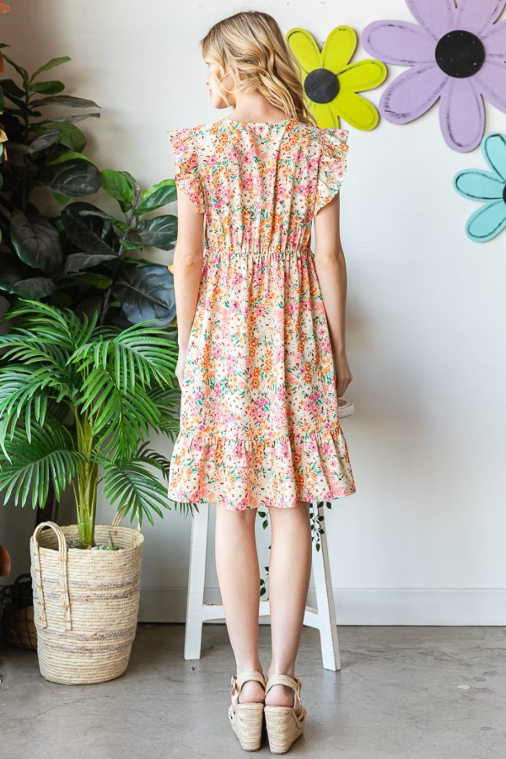 Heimish Floral Ruffled V-Neck Dress