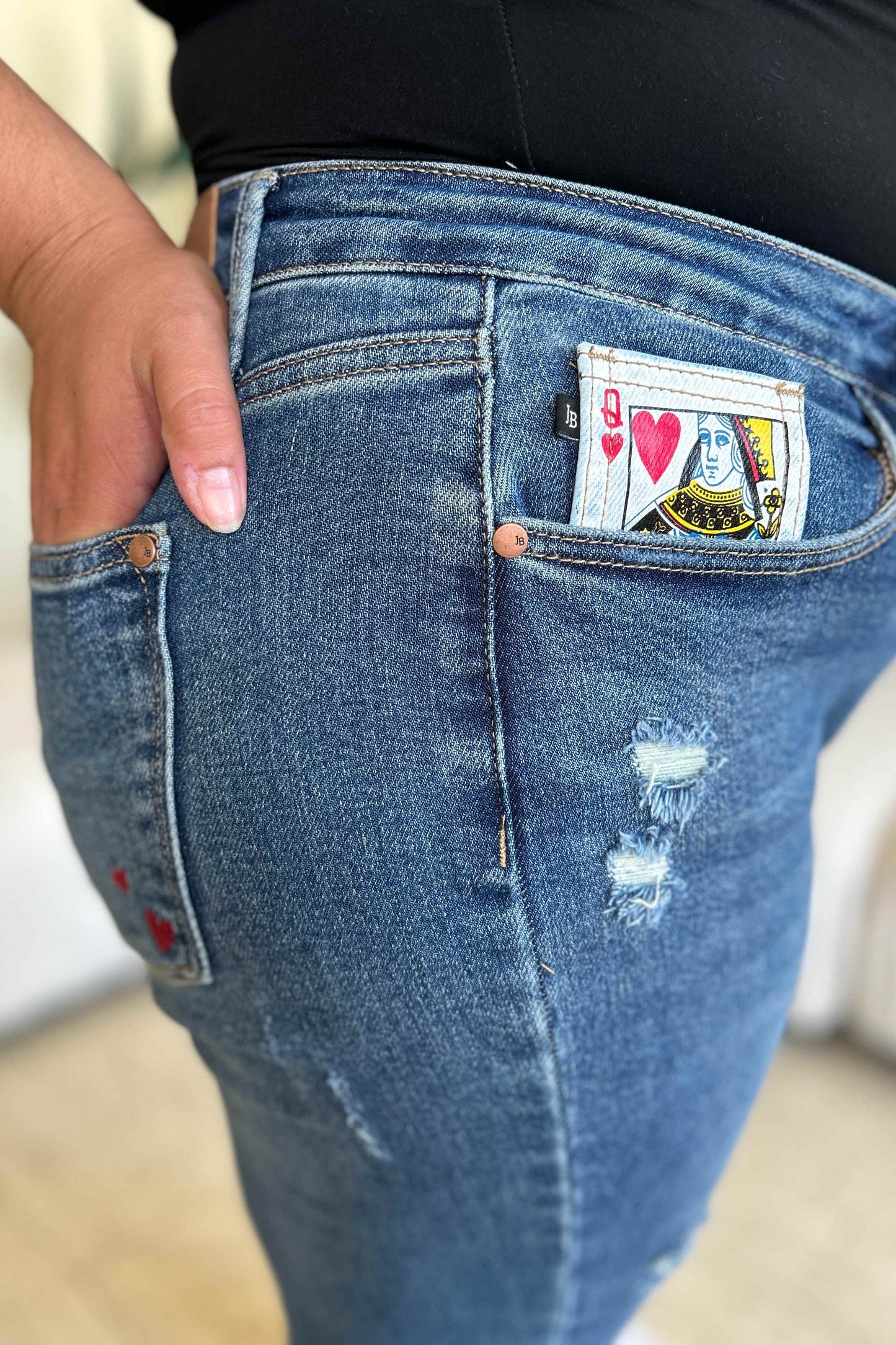 Queen Of Hearts Coin Pocket BF Jeans