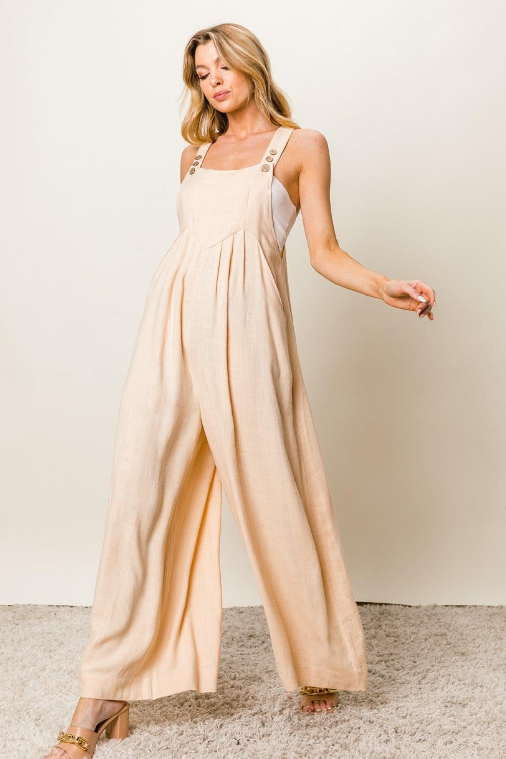 BiBi Sleeveless Wide Leg Jumpsuit