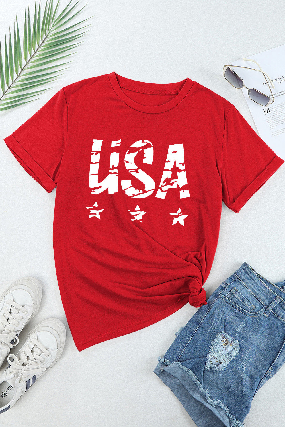 USA Round Neck Short Sleeve T-Shirt