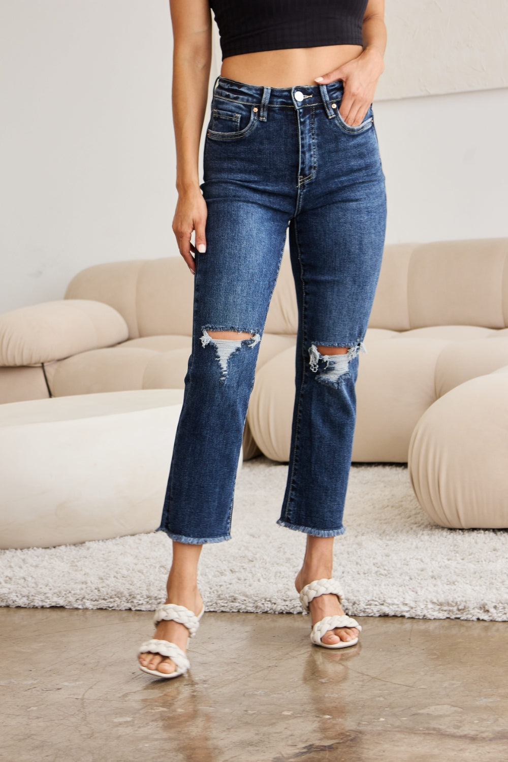 Dylan Tummy Control Distressed Jeans