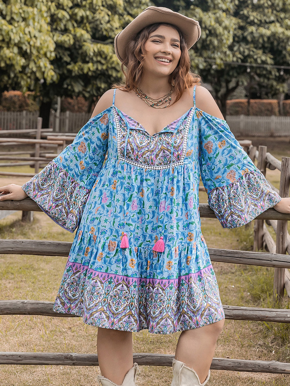 Printed Long Sleeve Mini Dress