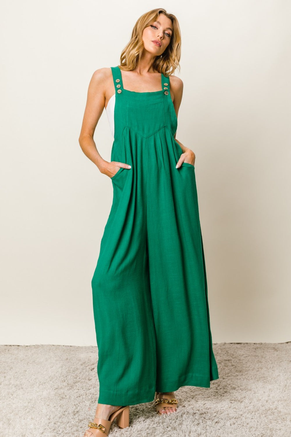 BiBi Sleeveless Wide Leg Jumpsuit