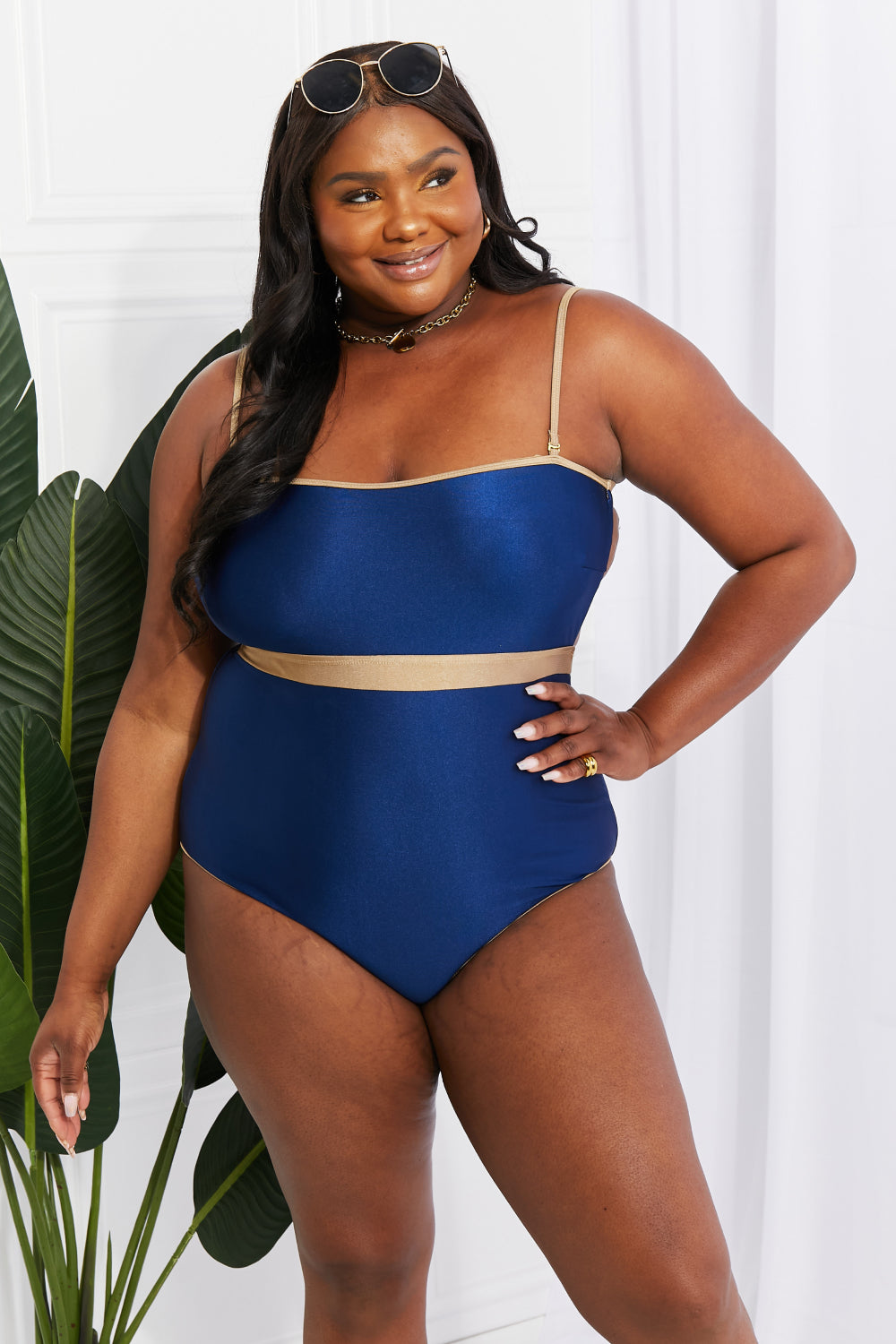 Marina West Wave Break Contrast Trim One-Piece