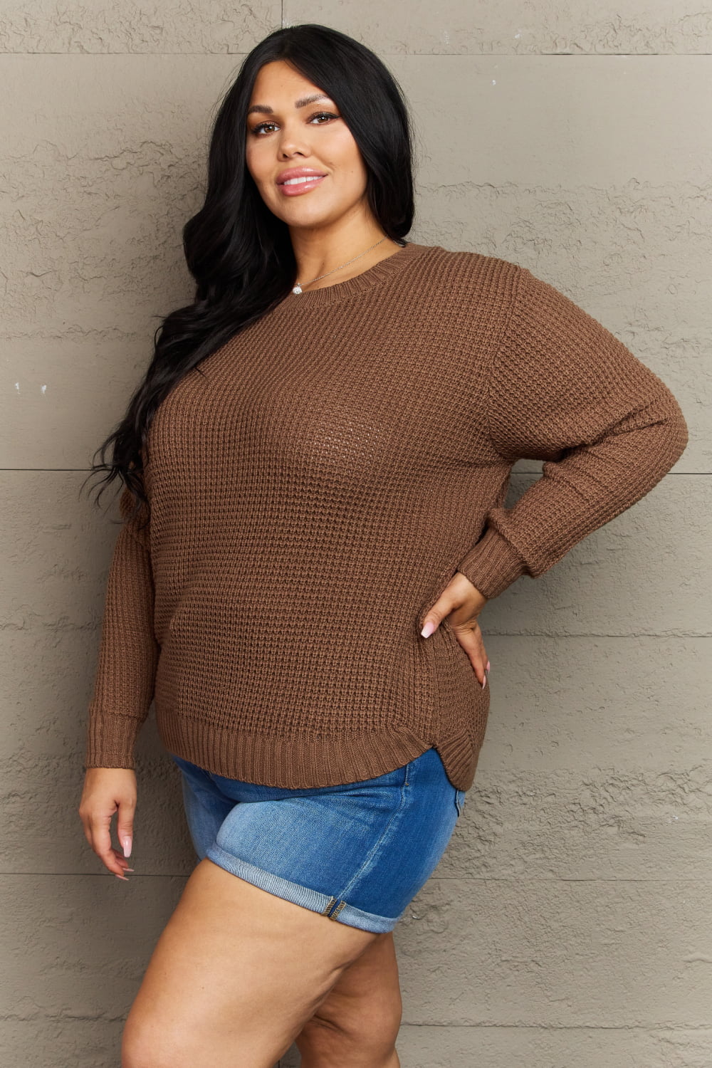 Breezy Days Waffle Knit Sweater