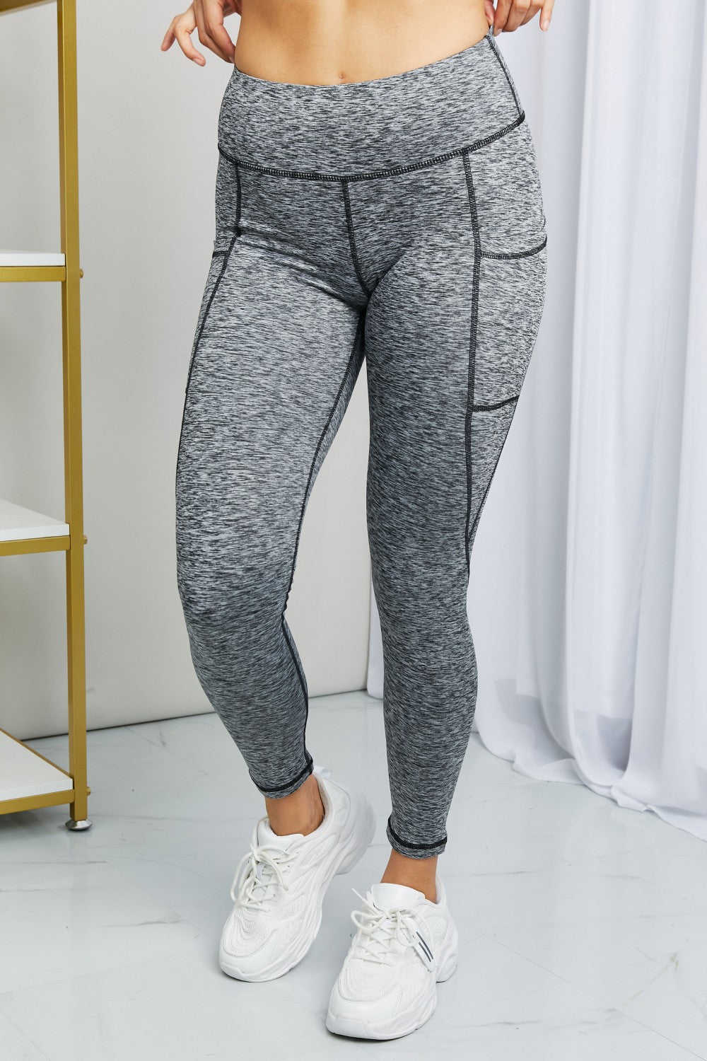 Rae Mode Heathered Wide Waistband Yoga Leggings