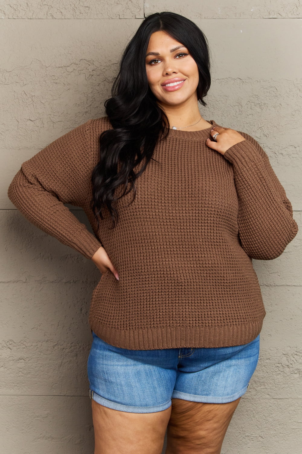 Breezy Days Waffle Knit Sweater