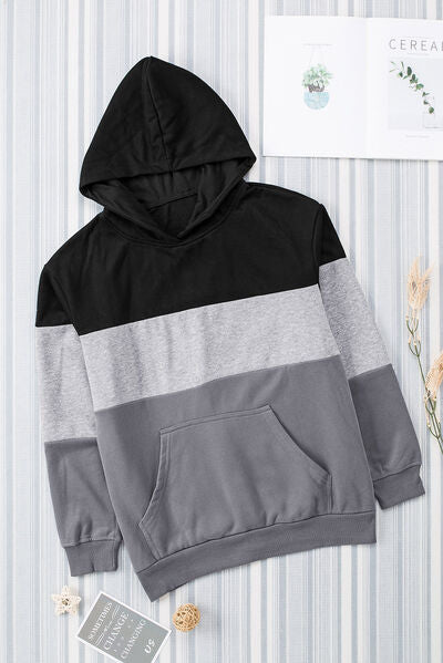 Color Block Dropped Shoulder Hoodie