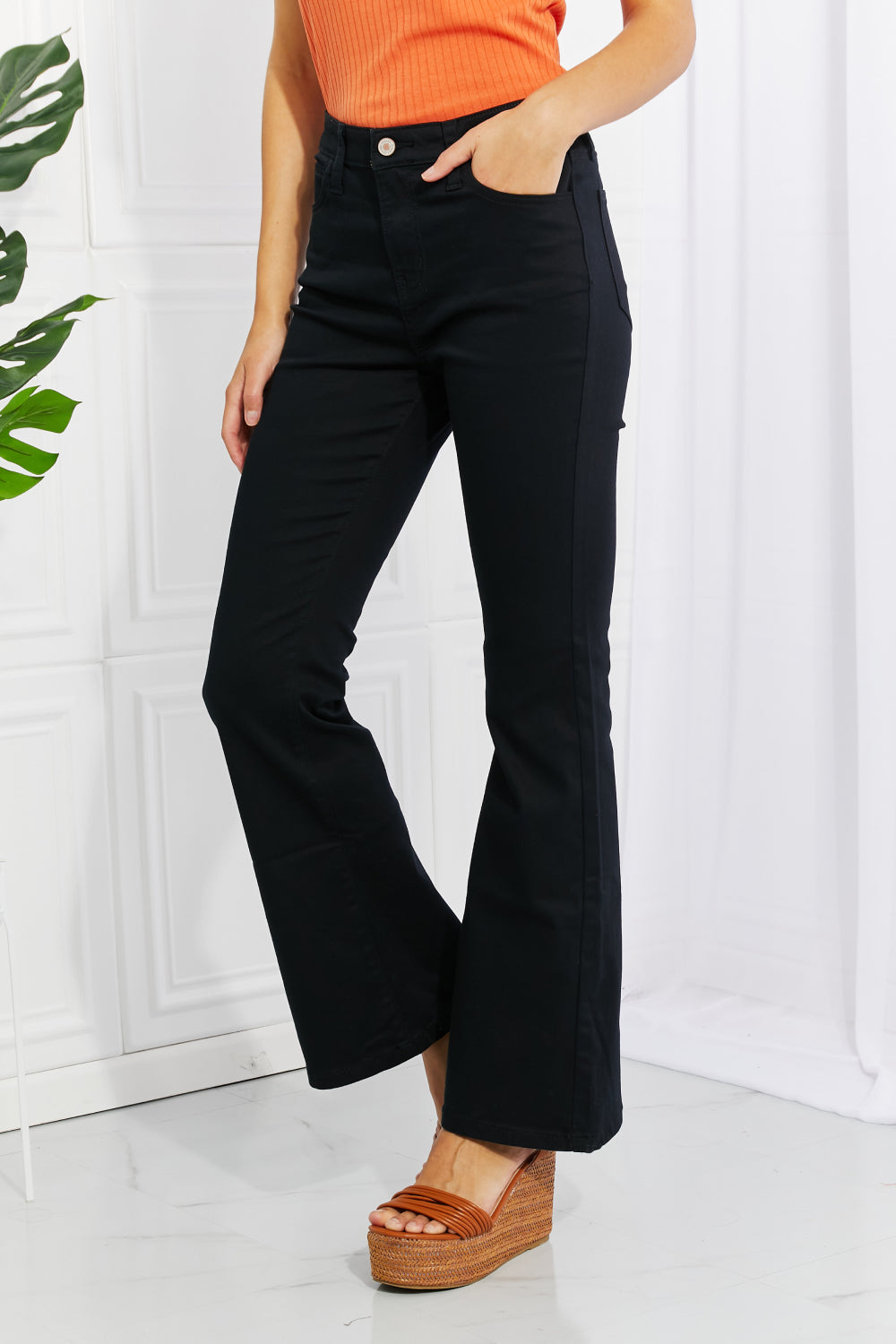 Zenana Clementine High-Rise Bootcut Jeans in Black