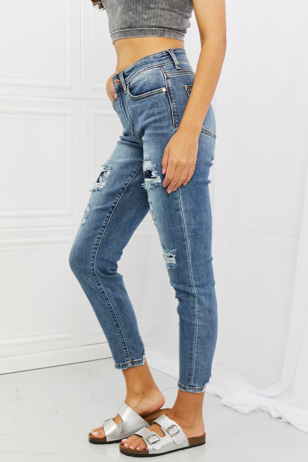 Judy Blue Dahlia Distressed Patch Jeans