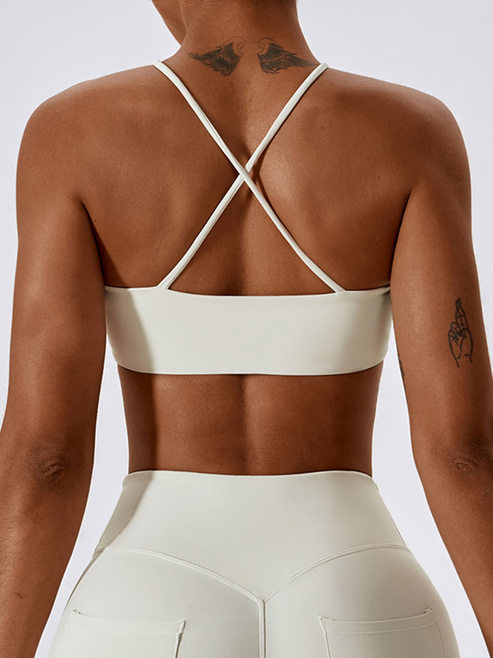 Cropped Halter Neck Sports Bra