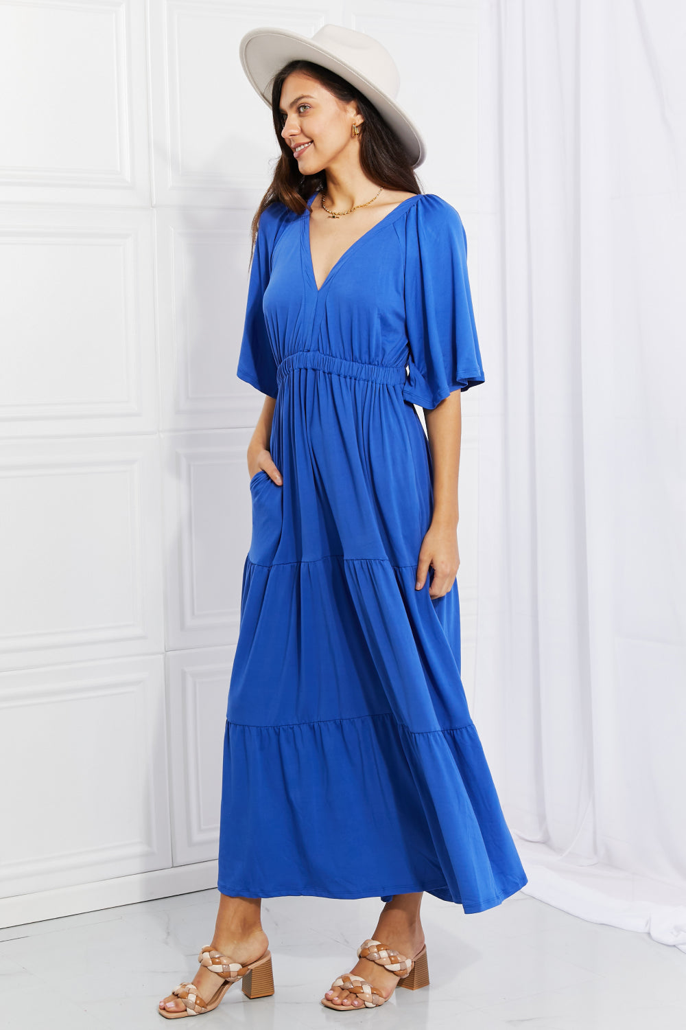 Flare Sleeve Tiered Maxi Dress