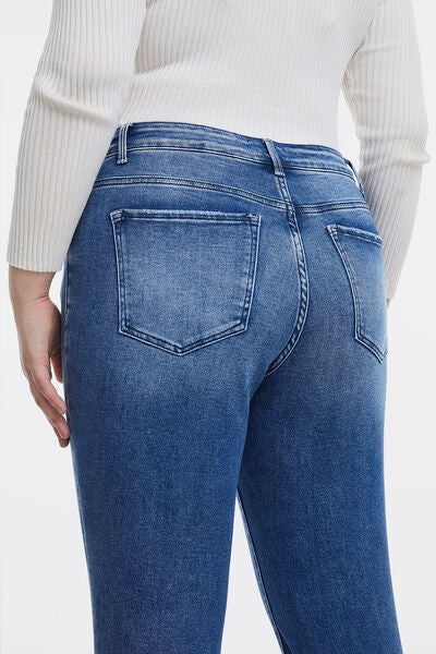 High Waist Distressed Cat's Whiskers Straight Jeans