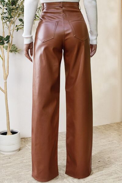 Buttoned High Waist Pants with Pockets