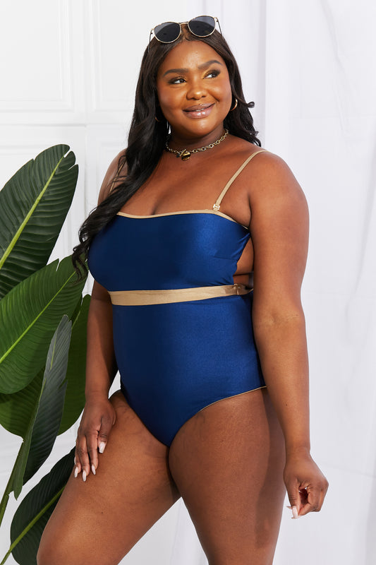 Marina West Wave Break Contrast Trim One-Piece