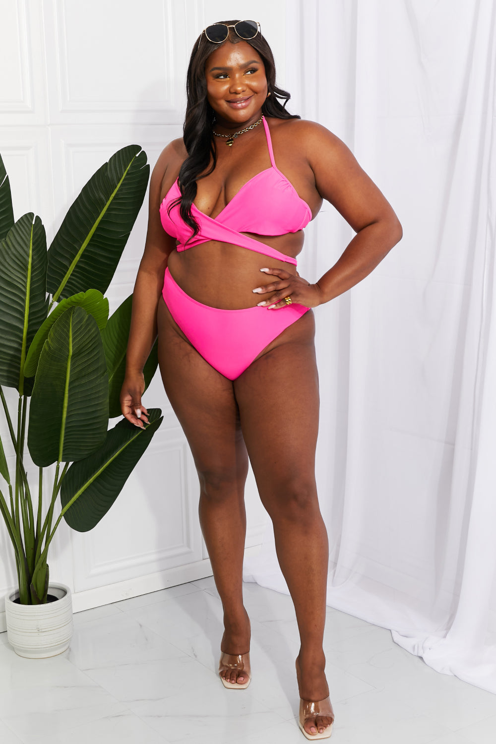 Swim Summer Splash Halter Bikini Set in Pink