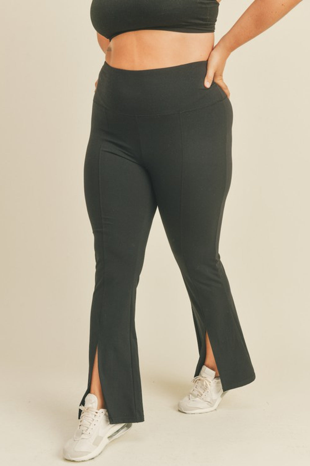 Kimberly C Slit Flare Leg Pants in Black