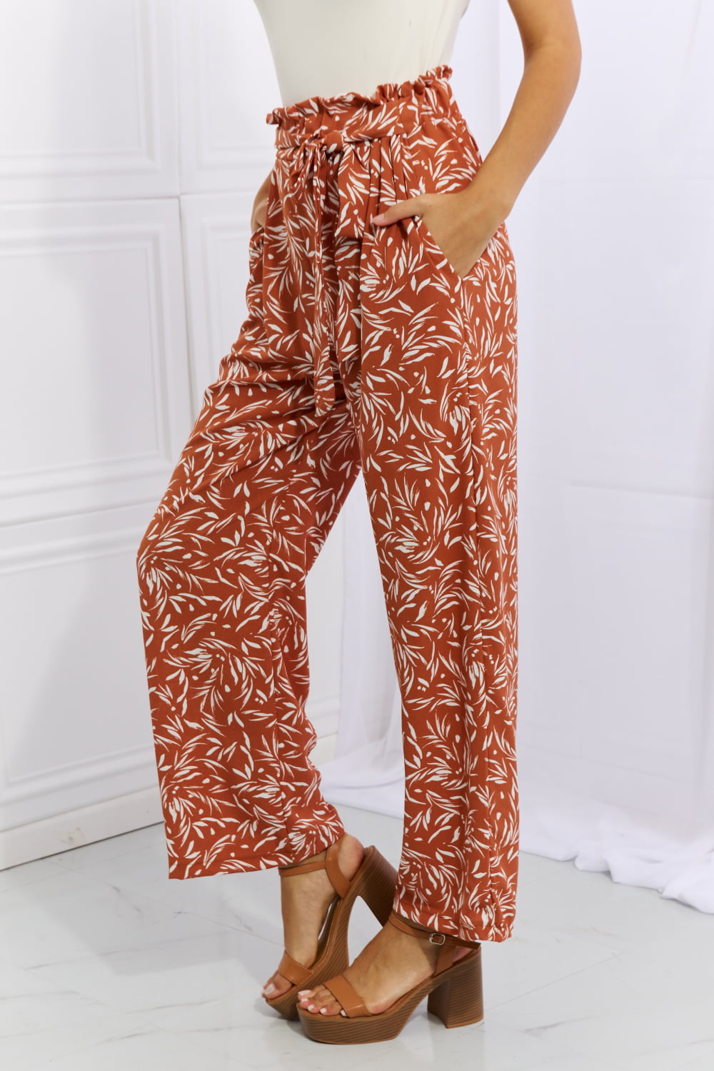 Heimish Geometric Printed Pants in Red Orange