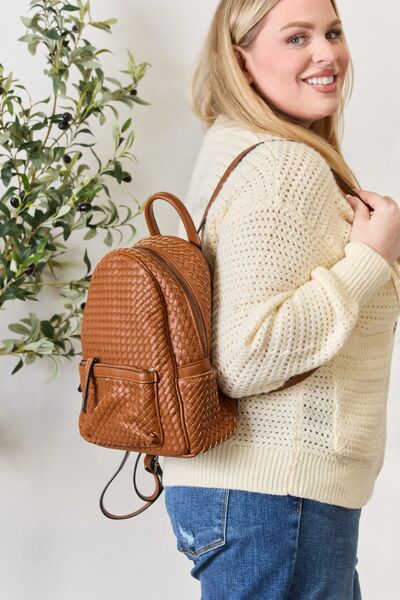 Leather Woven Backpack