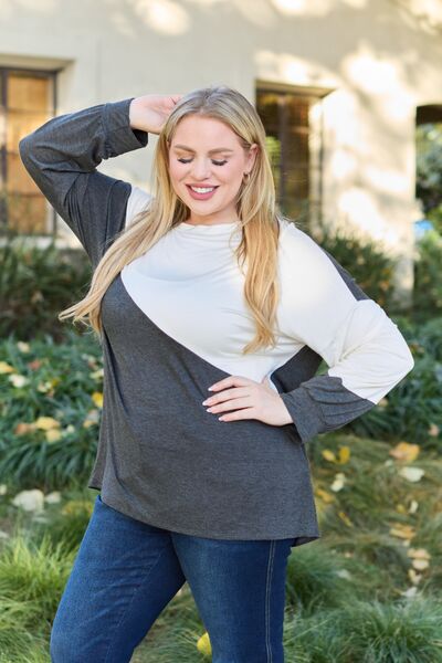 Celeste Design Contrast Long Sleeve Top