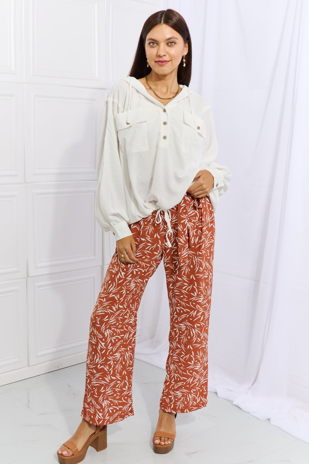 Heimish Geometric Printed Pants in Red Orange