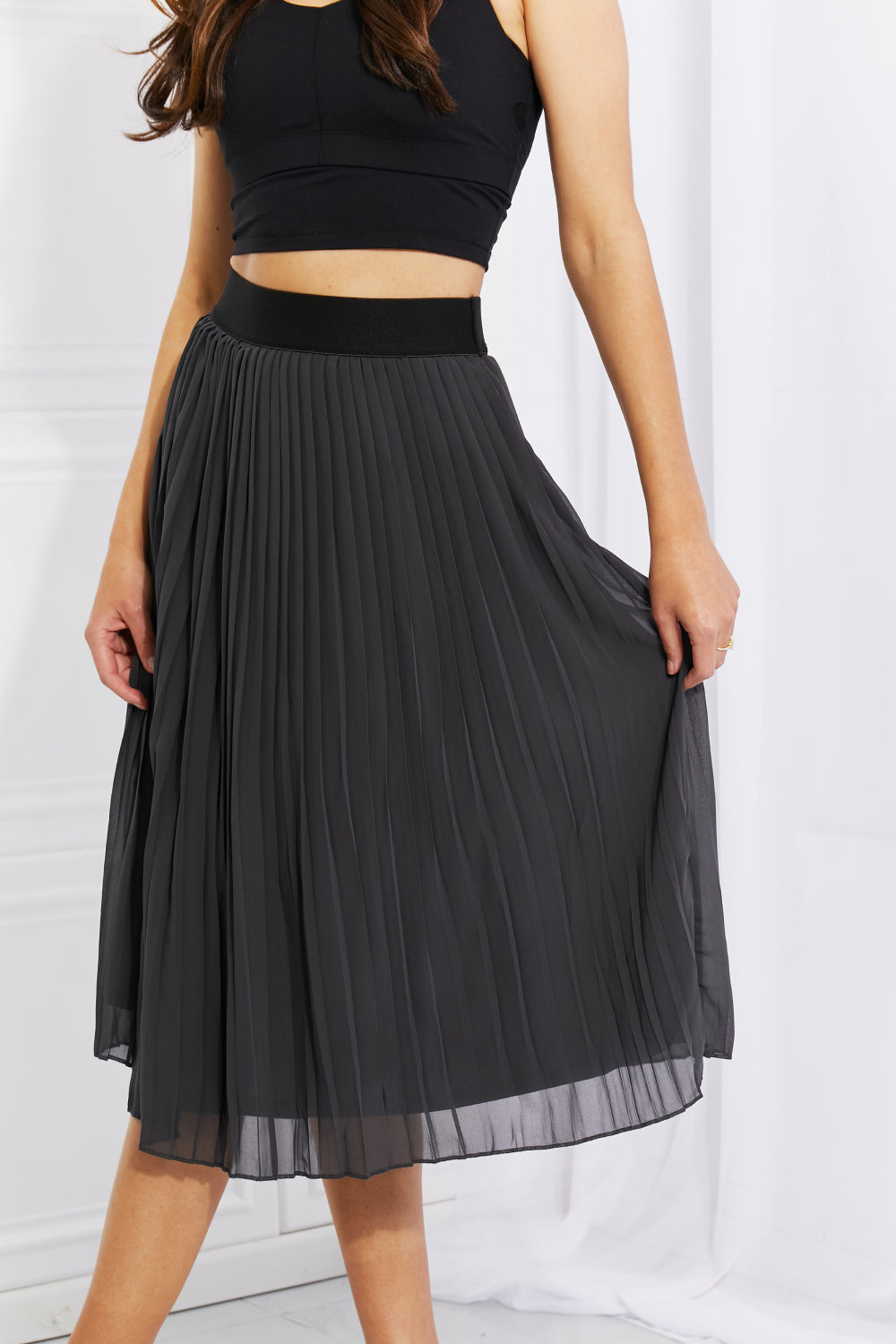 Romantic At Heart Pleated Chiffon Midi Skirt