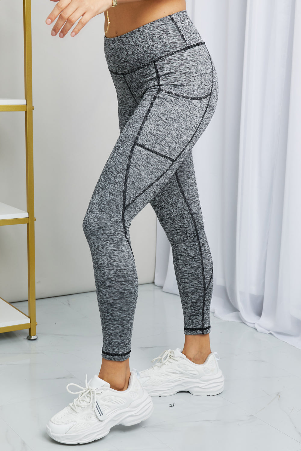 Rae Mode Heathered Wide Waistband Yoga Leggings