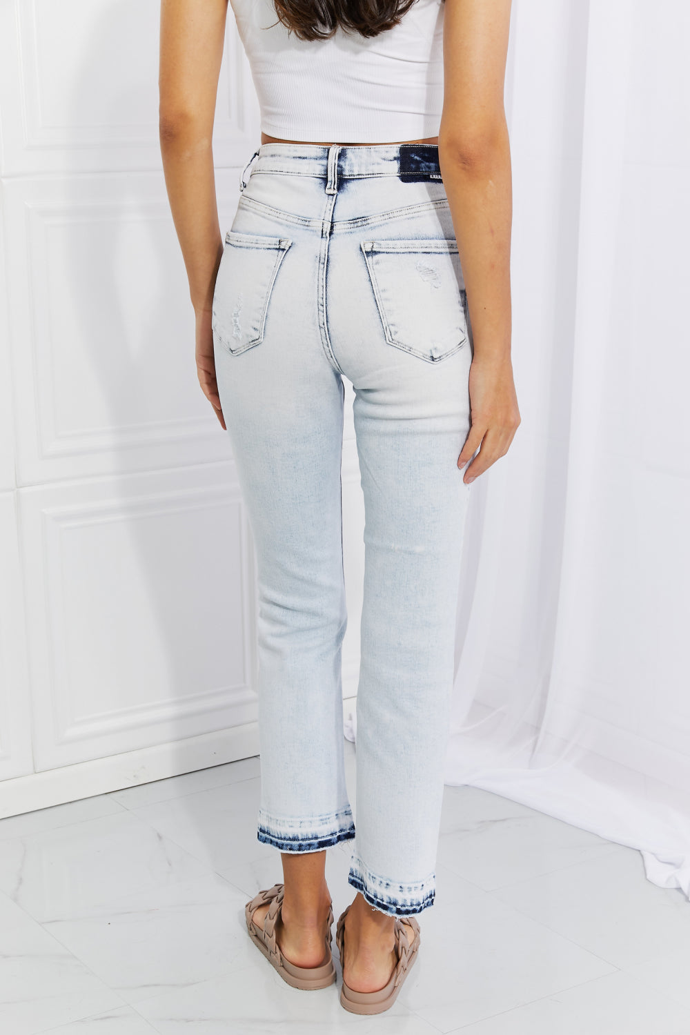 RISEN Camille Acid Wash Crop Straight Jeans