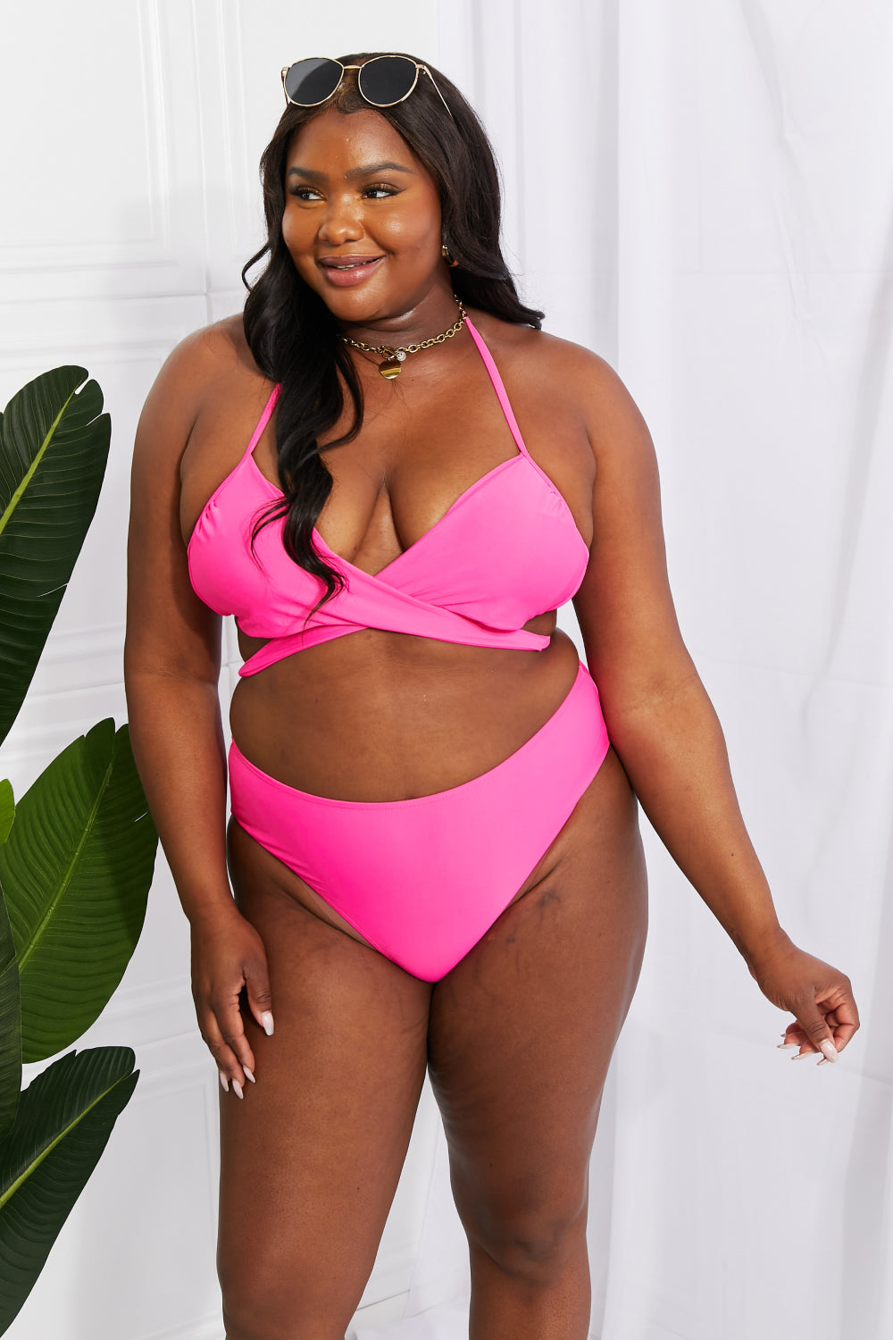 Swim Summer Splash Halter Bikini Set in Pink