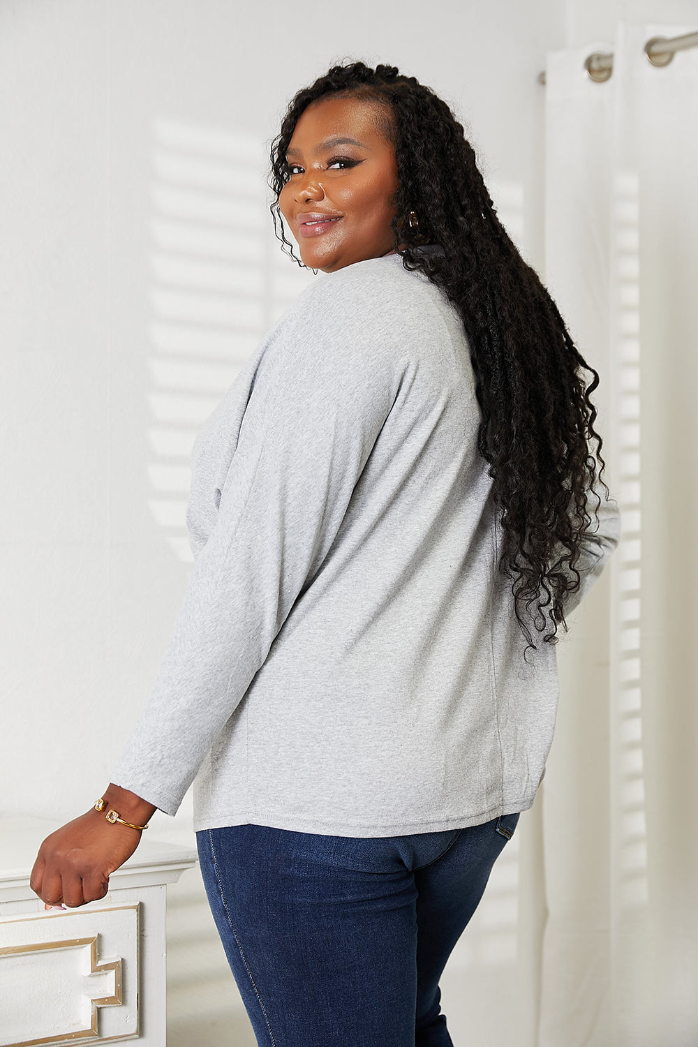 Double Take Seam Detail Long Sleeve Top