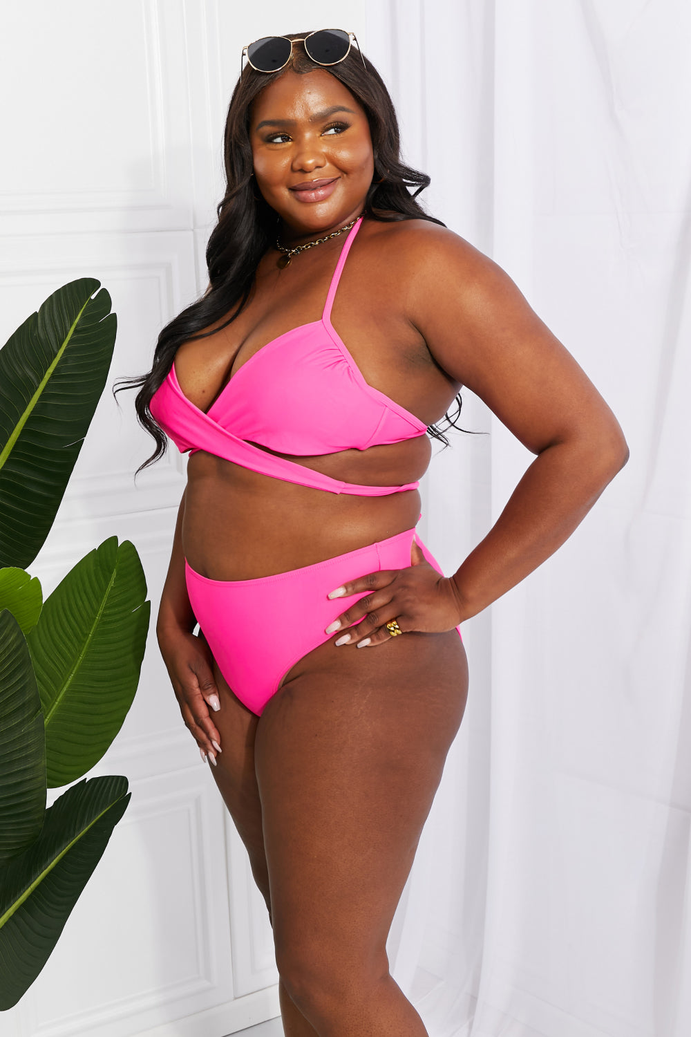 Swim Summer Splash Halter Bikini Set in Pink