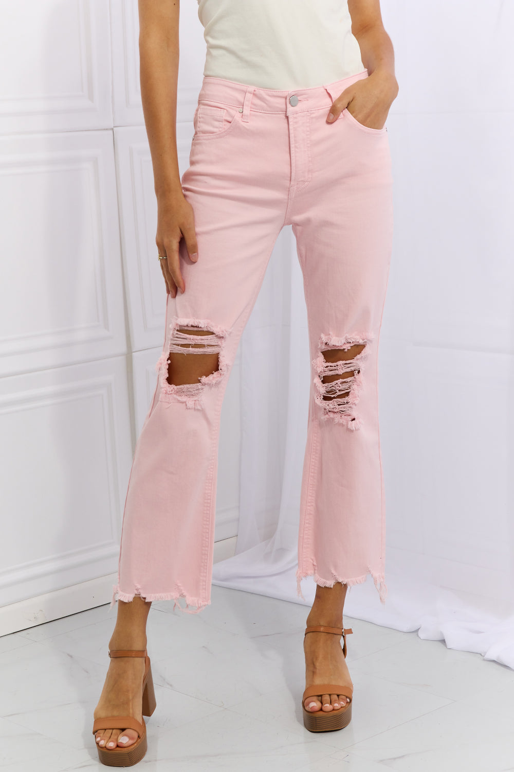 RISEN Miley Distressed Ankle Flare Jeans