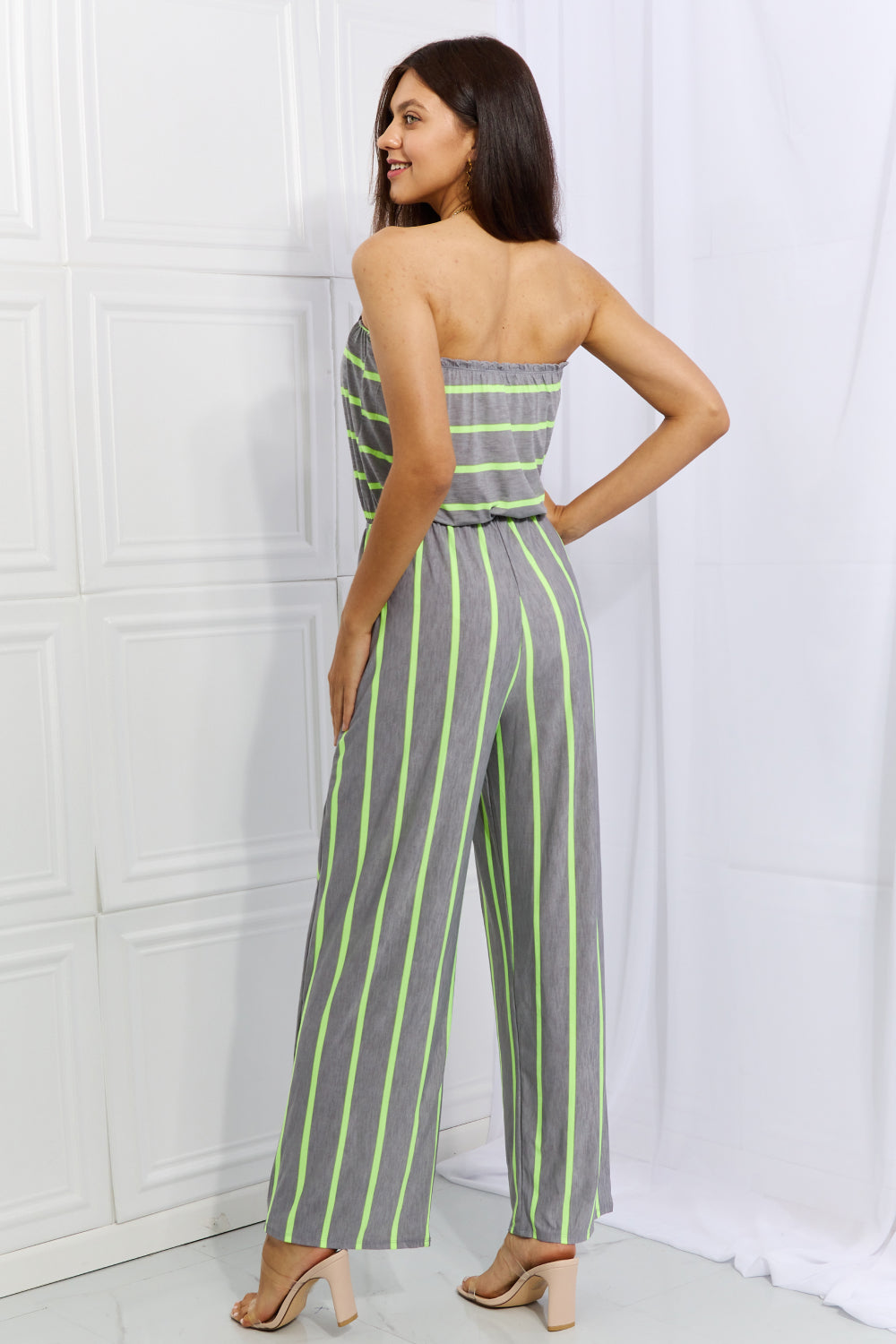 Pop Of Color Sleeveless Striped Jumpsuit