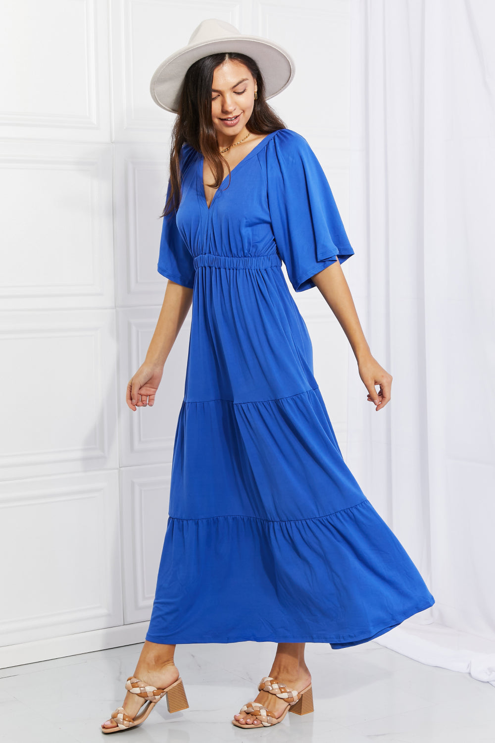 Flare Sleeve Tiered Maxi Dress